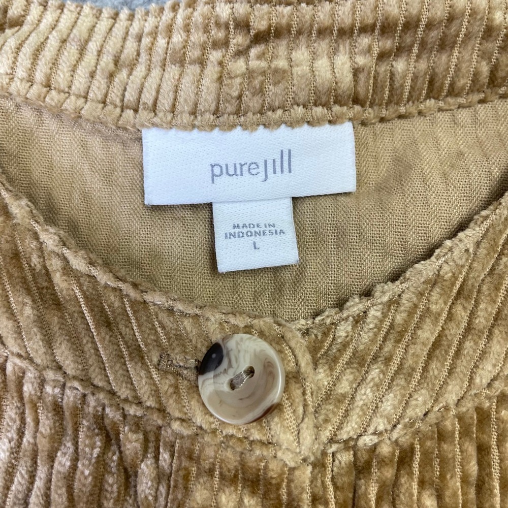 Pure Jill J.Jill Textured Corduroy Duster L Button Front Longline Shirt Jacket - Picture 8 of 16
